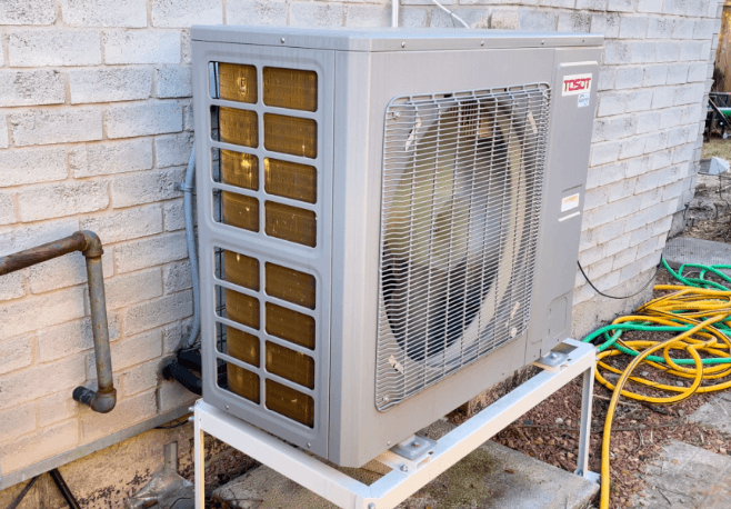 Professional HVAC outdoor condenser unit installed by The Air Authority in Central New Jersey.