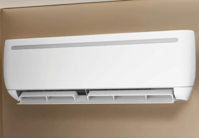 Modern ductless mini-split indoor air conditioning unit mounted on a wall in Central New Jersey.